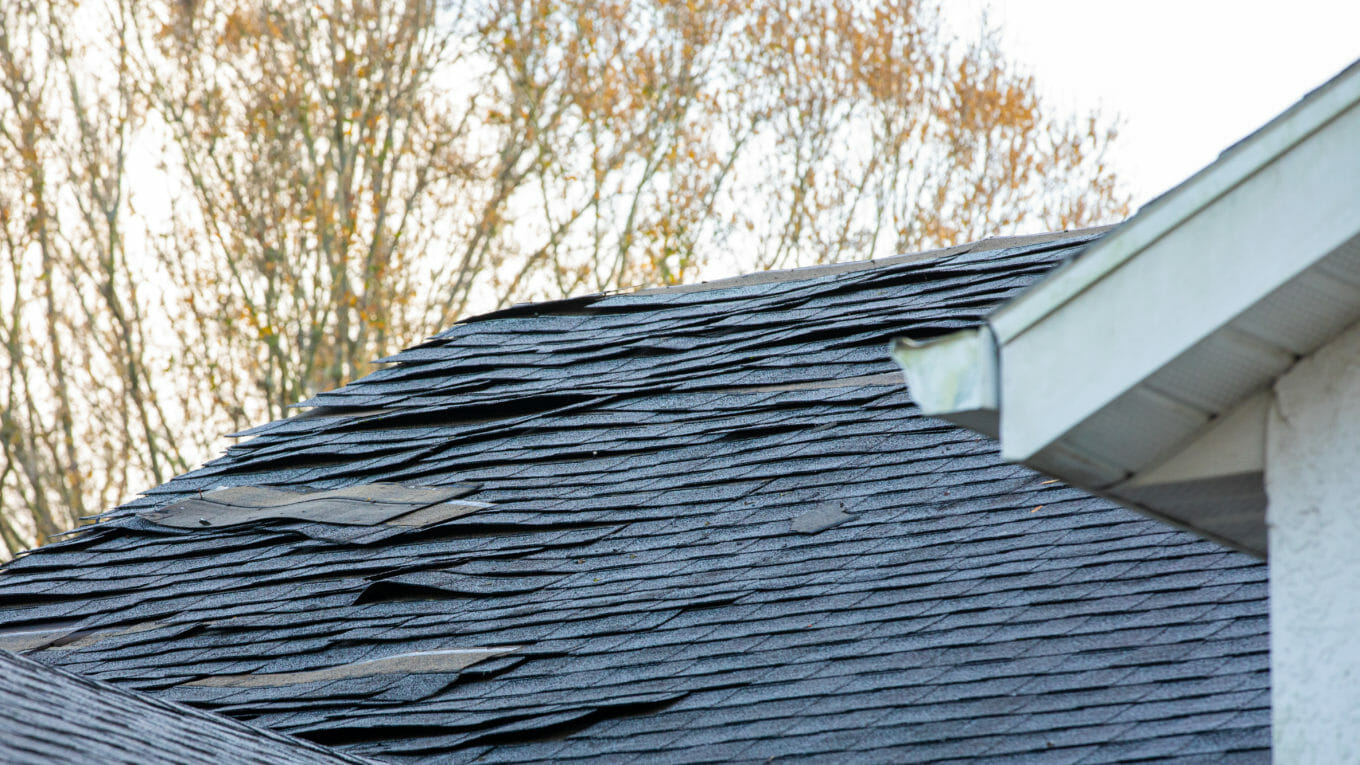 deteriorating asphalt shingle roofing