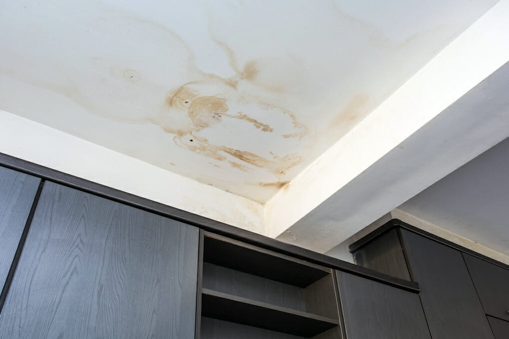 roof snow removal needed because of visible water stains on ceiling